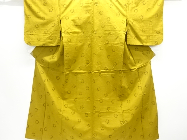 JAPANESE KIMONO / ANTIQUE HITOE KIMONO / TSUMUGI / SILK / WOVEN WAVE